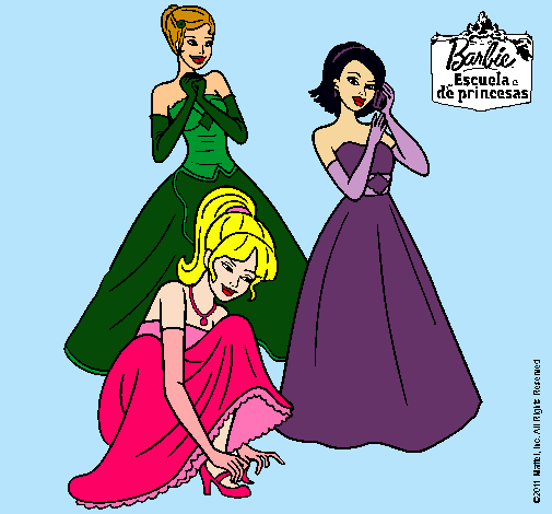 Dibujo Barbie y sus amigas vestidas de gala pintado por yaralee610