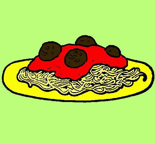 Dibujo Espaguetis con carne pintado por strellhada