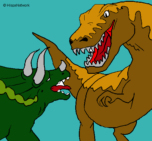 Dibujo Lucha de dinosaurios pintado por matiasni