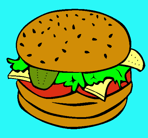 Dibujo Hamburguesa completa pintado por lobita