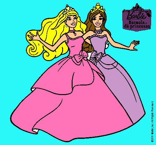 Dibujo Barbie y su amiga súper felices pintado por luisa23