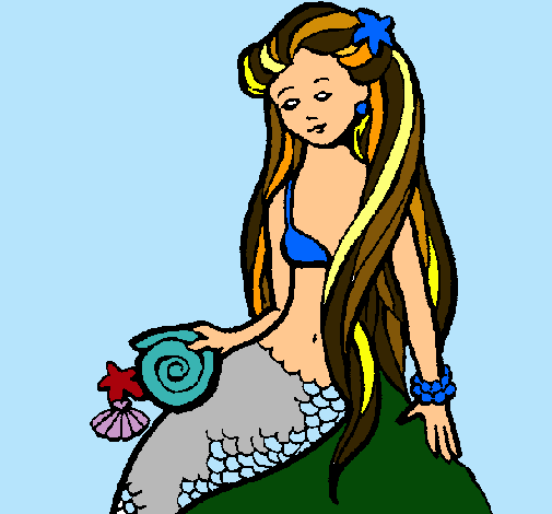 Dibujo Sirena con caracola pintado por gtmb