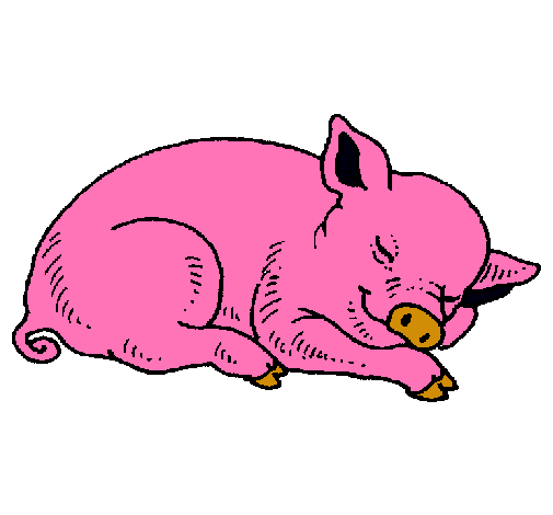 Dibujo Cerdo durmiendo pintado por lcastaing