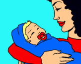 Dibujo Madre con su bebe II pintado por hggfd