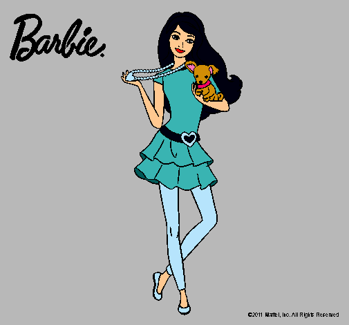 Dibujo Barbie y su mascota pintado por Dilccy