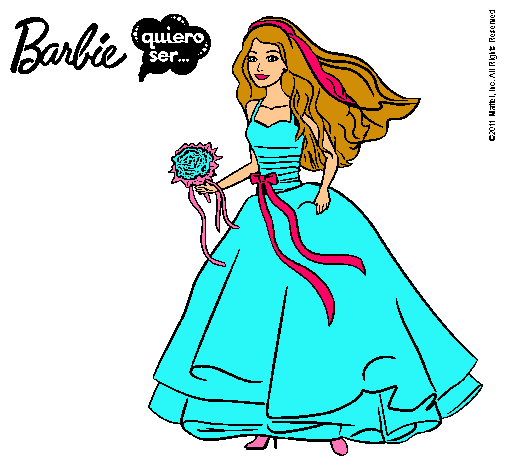 Dibujo Barbie vestida de novia pintado por marta_