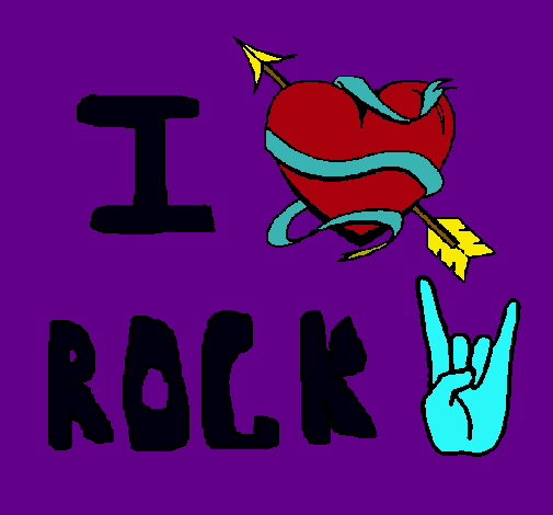 Dibujo I love rock pintado por Marci