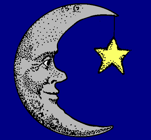 Dibujo Luna y estrella pintado por naira