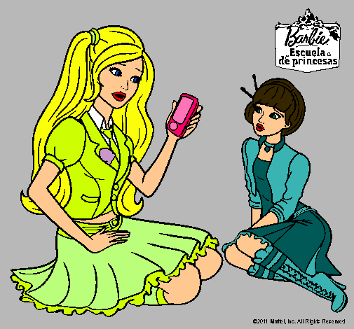 Dibujo Barbie con el teléfono móvil pintado por Dilccy