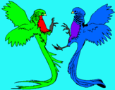 Dibujo Aves con largas colas pintado por METALxISCO