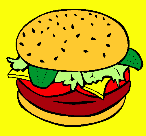 Dibujo Hamburguesa completa pintado por mauri