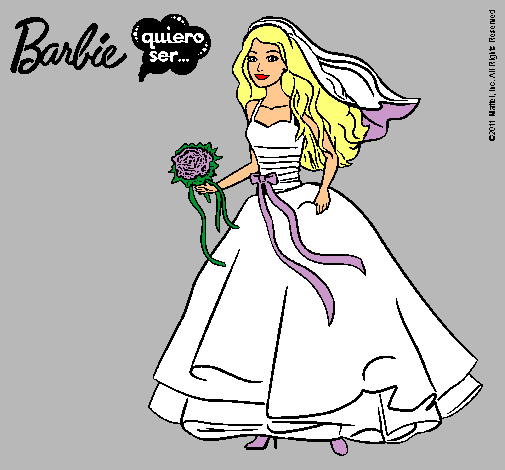 Dibujo Barbie vestida de novia pintado por Dilccy
