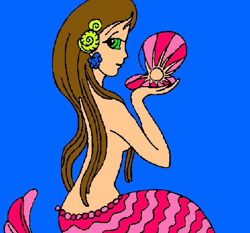 Dibujo Sirena y perla pintado por reynamara