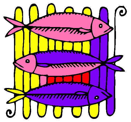 Dibujo Pescado a la brasa pintado por DANNAVALE