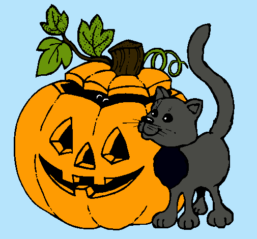 Dibujo Calabaza y gato pintado por toby_