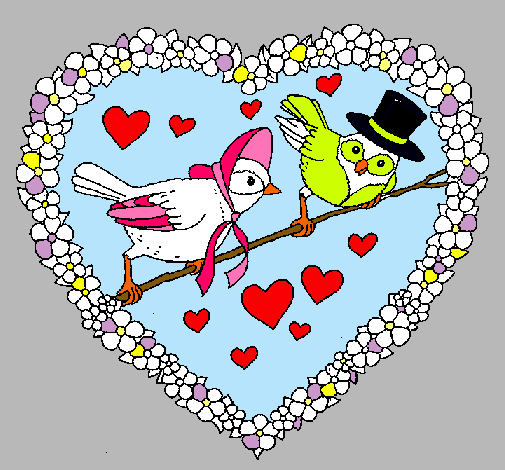 Dibujo Corazón con pájaros pintado por Dilccy