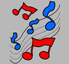 Dibujo Notas en la escala musical pintado por notasdemusic