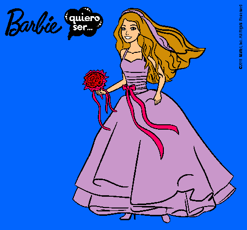 Dibujo Barbie vestida de novia pintado por linda_29