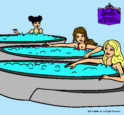 Dibujo Barbie y sus amigas en el jacuzzi pintado por Nerea98