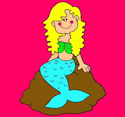 Dibujo Sirena sentada en una roca pintado por fopopo