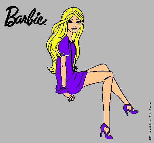 Dibujo Barbie sentada pintado por florangima