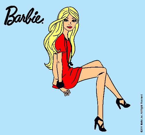 Dibujo Barbie sentada pintado por humacao