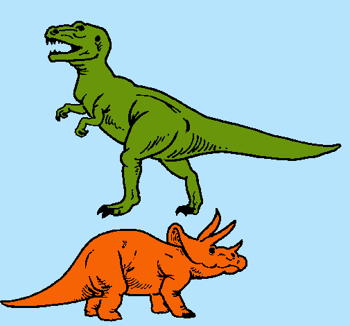 Dibujo Triceratops y tiranosaurios rex pintado por Cristoferv