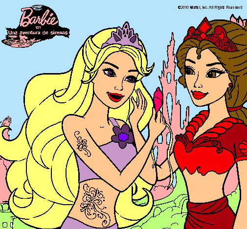 Dibujo Barbie se despiede de la reina sirena pintado por Elenucha