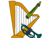 Dibujo Arpa, flauta y trompeta pintado por maralbert