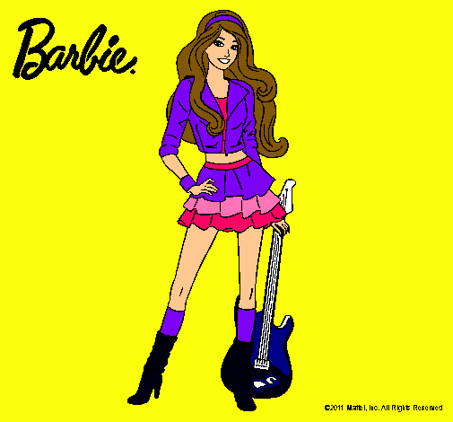 Dibujo Barbie rockera pintado por florangima