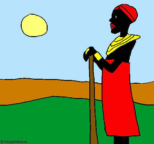 Dibujo Massai pintado por Dilccy