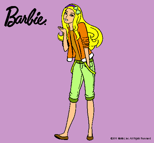 Dibujo Barbie con look casual pintado por Yoovi