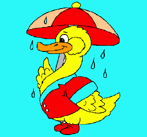 Dibujo Pato bajo la lluvia pintado por vale2501