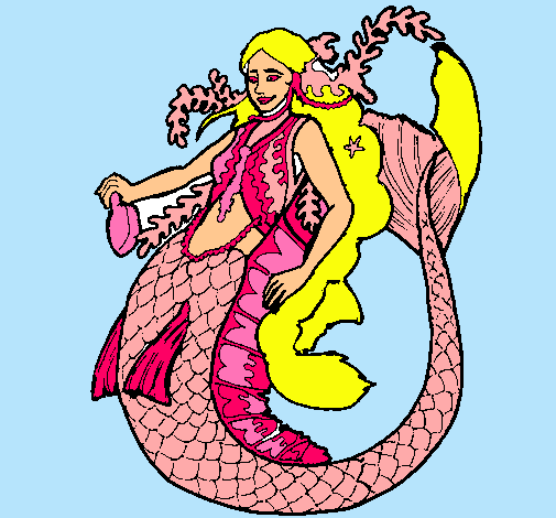 Dibujo Sirena con larga melena pintado por Pipluff