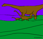 Dibujo Familia de Braquiosaurios pintado por mauri