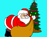 Dibujo Papa Noel repartiendo regalos pintado por Cacobre