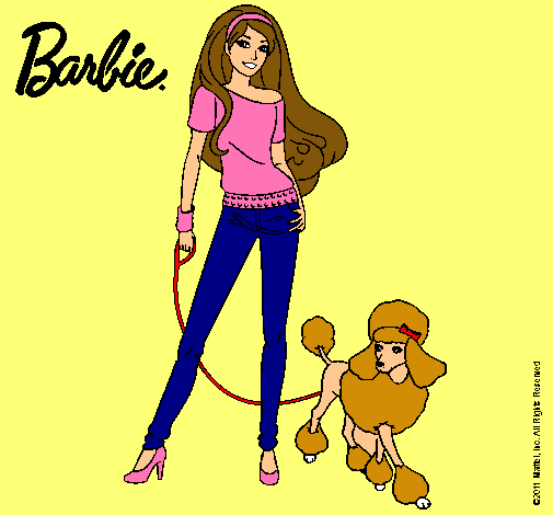 Dibujo Barbie con look moderno pintado por florangima