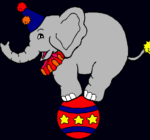 Dibujo Elefante encima de una pelota pintado por bongopalmi