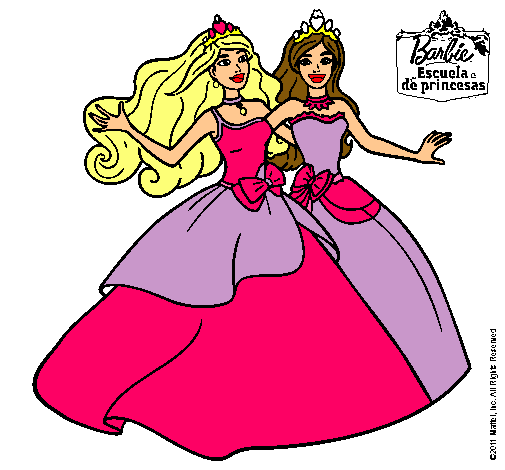 Dibujo Barbie y su amiga súper felices pintado por camila1111