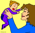 Dibujo Madre con su bebe pintado por valeyma