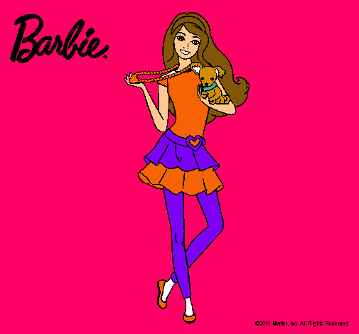 Dibujo Barbie y su mascota pintado por florangima