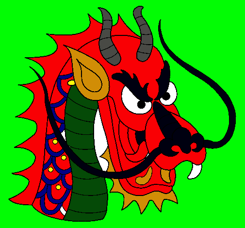 Dibujo Cabeza de dragón pintado por mauri