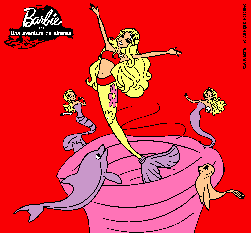 Dibujo Barbie sirena contenta pintado por yzyr