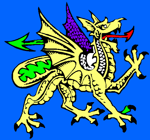 Dibujo Dragón agresivo pintado por azulynati