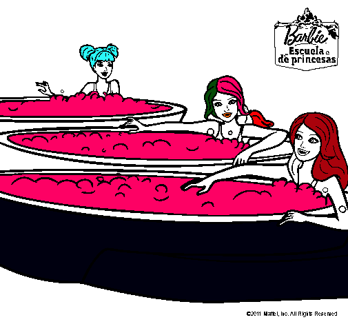 Dibujo Barbie y sus amigas en el jacuzzi pintado por JAVICLAU