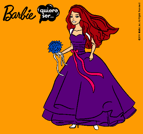 Dibujo Barbie vestida de novia pintado por berzoekama