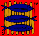 Dibujo Pescado a la brasa pintado por salu