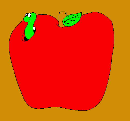 Dibujo Gusano en la fruta pintado por isabel2001