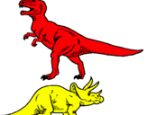 Dibujo Triceratops y tiranosaurios rex pintado por jrluisb