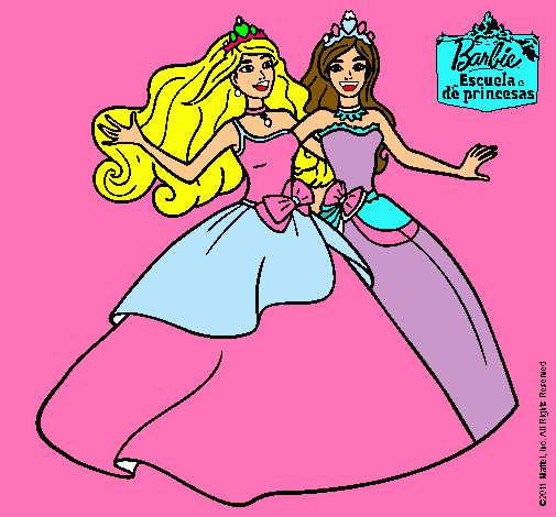 Dibujo Barbie y su amiga súper felices pintado por Rosana04